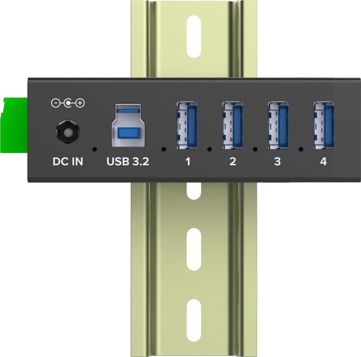 Produktbild InLine ® USB 3.2 Gen.1 Industrie-Hub, 4 Port, Aluminiumgehäuse, mit Netzteil (USB-C, 4 Ports)