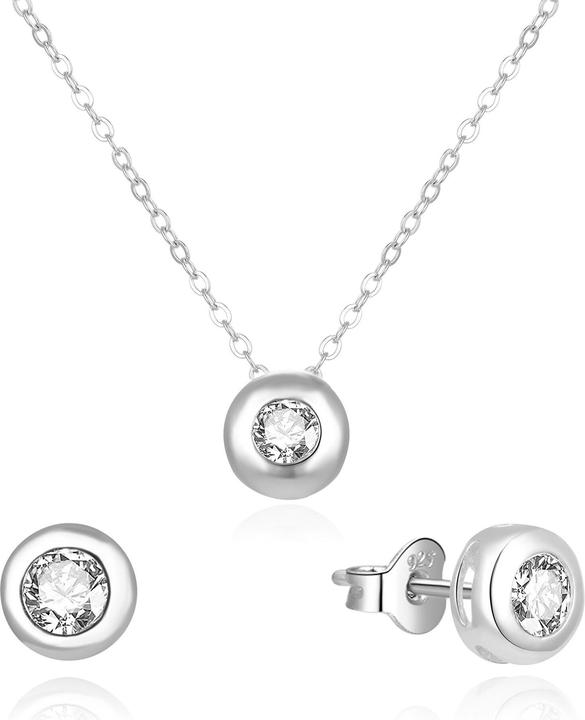 Immagine prodotto Beneto Gentle Silver Jewelry Set with Zircons AGSET191R (Necklace, Earrings)