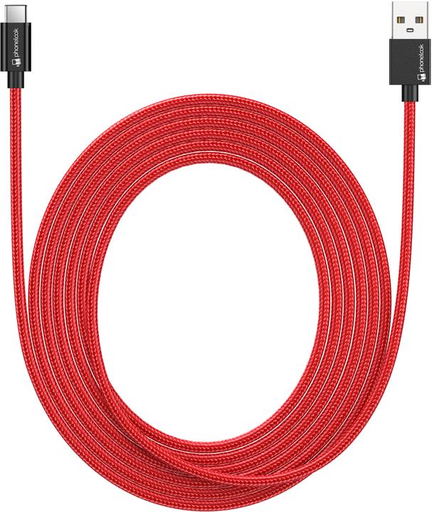 PhoneLook Langes Ladekabel (3 Meter) USB-C auf USB-A Nylon (3 m)