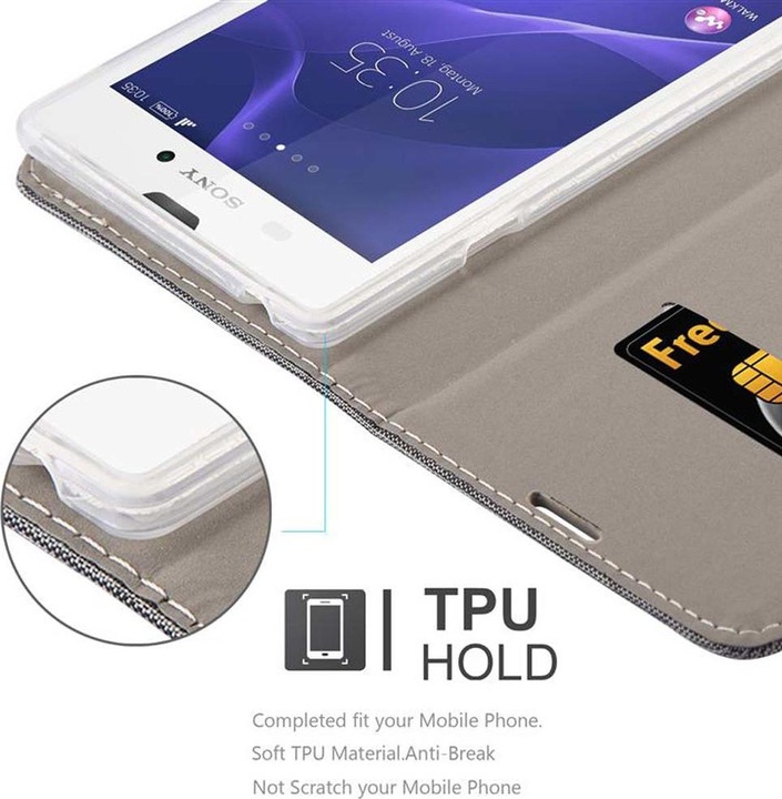 Actual product image Cadorabo Book Jeans Optics Cover (Sony Xperia T2 Ultra)