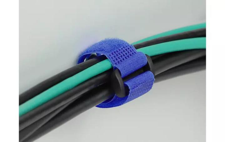 Actual product image Delock Velcro cable tie with loop and fixing eye L 280 x W 38 mm blue 3 pieces (Velcro cable ties, 280 mm, 3 pcs.)