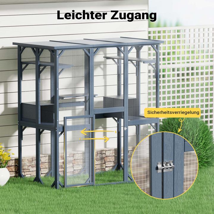 Produktbild Wiltec Freilaufgehege Katzen 170x88x180cm Katzenfreigehege Holz Aussengehege