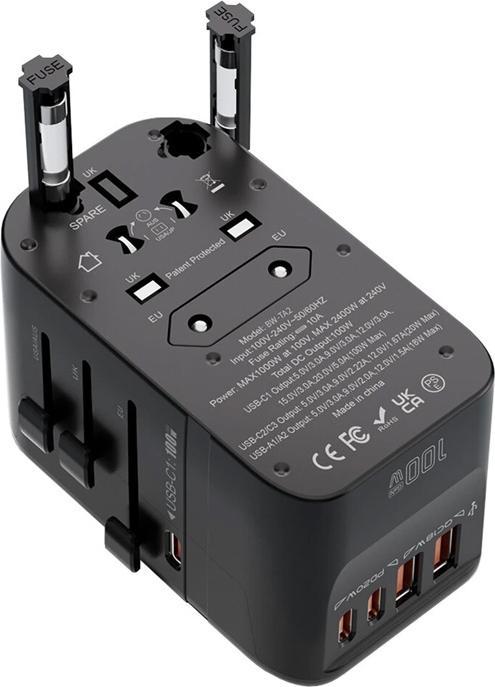 Actual product image BlitzWolf BW-TA2 5-in-1 Travel Adapter 2xUSB PD + 2xC QC + C GaN 100W