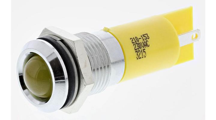 Produktbild RS PRO LED vorst 14mm chrom 230VAC gelb IP67