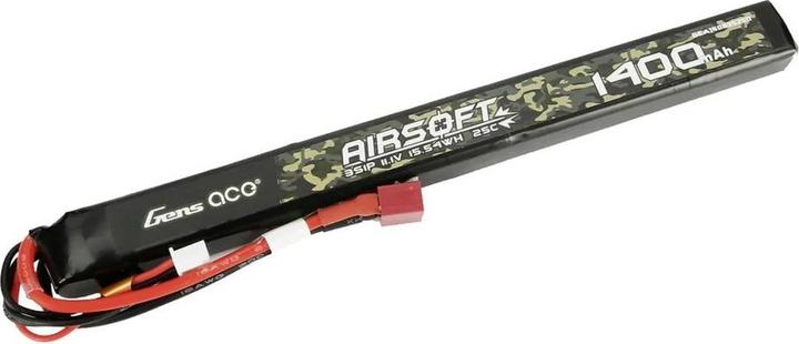Actual product image Gens Ace 25C 1400mAh 3S1P 11.1V Airsoft Gun Lipo Battery with T Plug (1400 mAh, 11.10 V)