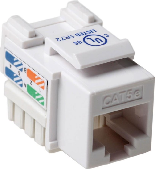 Produktbild Keystone Jack CAT5E unshielded down white (Keystone Modul)