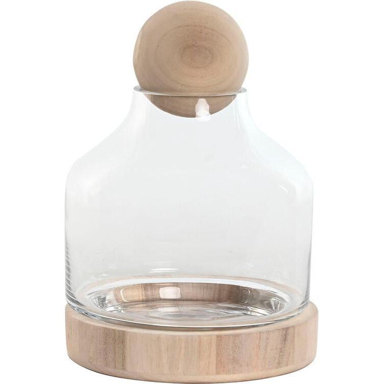 Esprit, Vaso, Vase Home Durchsichtig natürlich Holz Kristall 18 x 18 x 24 cm