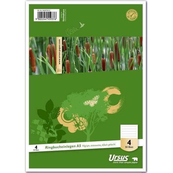 Ursus, Heft + Block, Ringbucheinlage (A5, Liniert)