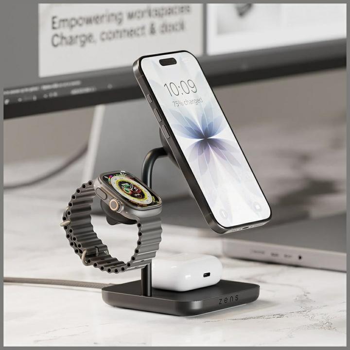 Actual product image Zens 1x 15W Qi2, 1x 5W Apple Watch, 1x 5W Qi incl. charger (15 W)