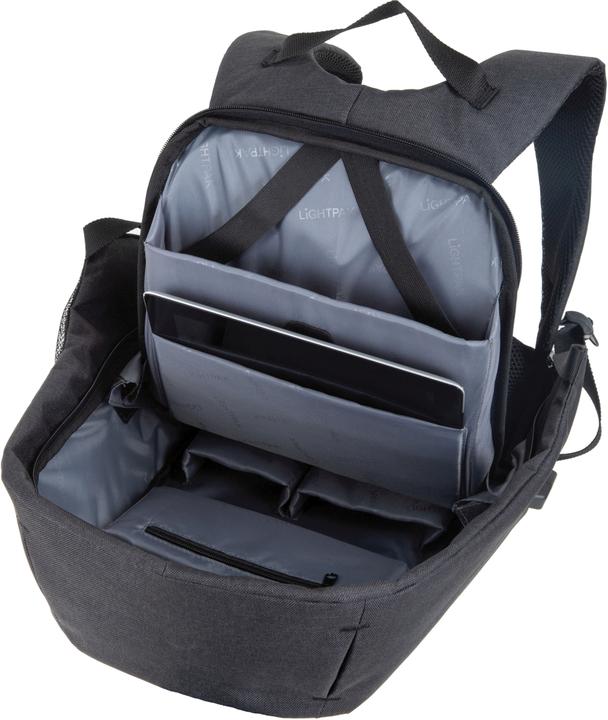 Produktbild Lightpak Rucksack SAFEPAK, mit USB-Ladeport, anthrazit Polyester, gepolsterter Rücken, Trolleyband