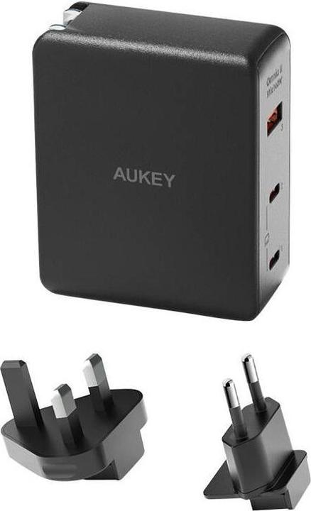 Produktbild Aukey Wall charger PA-B7O, 1xUSB-A, 2xUSB-C, 140W GaN (black) (140 W, 3 Ports)