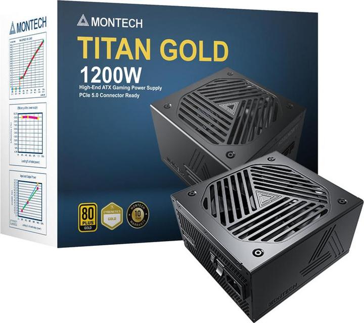 Actual product image Montech Titan 1200W - 80 PLUS & Cybenetics Gold, modular, PCIe 5.0 - 1200 Watt (1200 W)