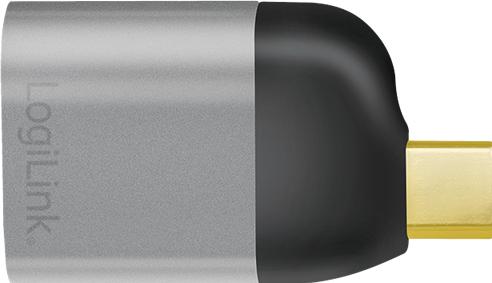Produktbild LogiLink USB 3.2 Gen2 Type-C-Adapter, USB-C/M zu DP/F, 8K, Alu, schwarz/grau (4 cm)