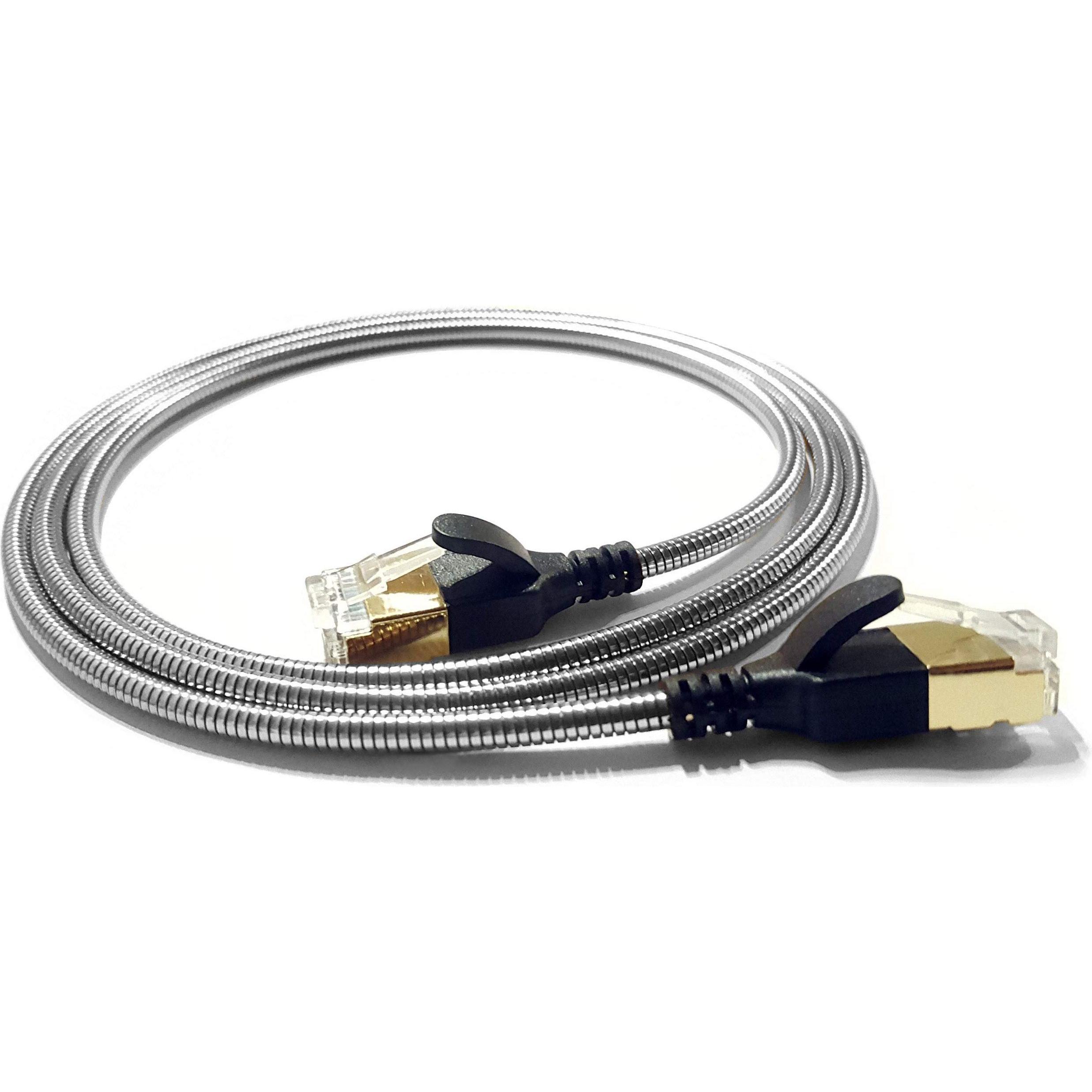 Wantec Wire Patchkabel gepanzert CAT6a 3,8mm silber 1,5m (F/UTP, CAT6a, 1.50 m), Netzwerkkabel
