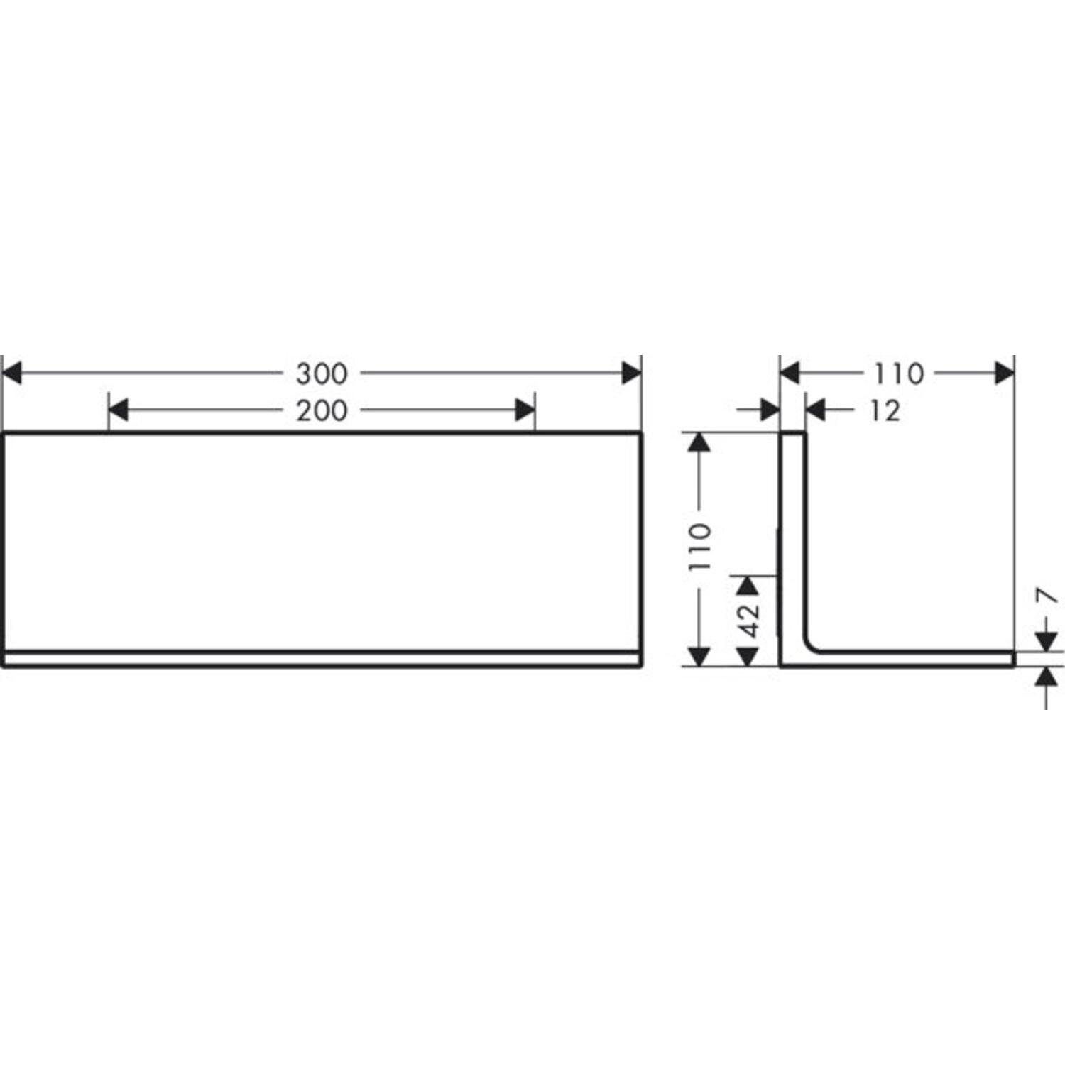 Thumbnail - hansgrohe, Duschablage, AXOR Universal Rectangular Ablage, Metall, Länge 300mm, 42644