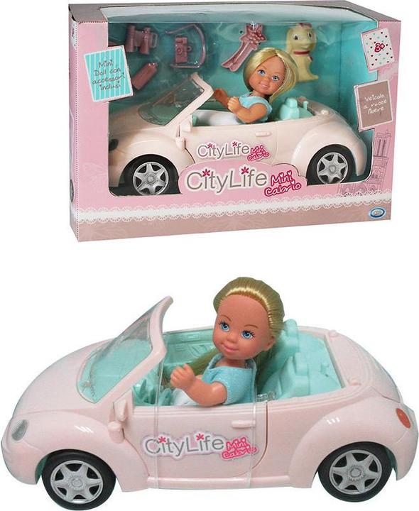 Productafbeelding ODS 44409 - CITY LIFE - MINI DOLL CON AUTO CABRIO - CASUALE KLEUR