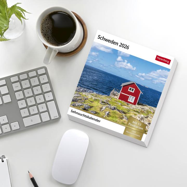 Produktbild Harenberg Schweden Sehnsuchtskalender 2026 - Wochenkalender mit 53 Postkarten
