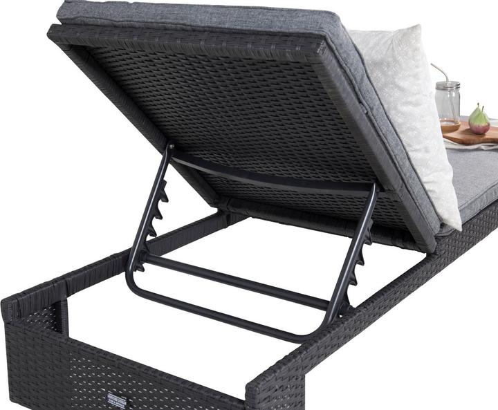 Produktbild Venture Home London Sonnenbed mit Kissen - Polyrattan - Schwarz/Grau (9262-001) (197 cm)