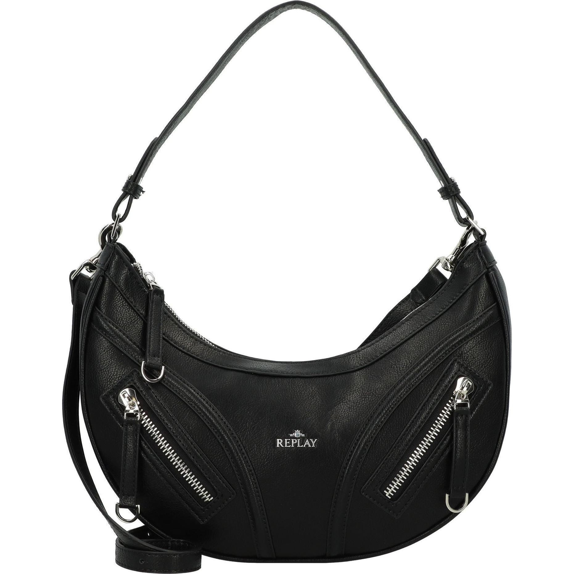 Replay, Handtasche, Schultertasche 34 cm, Schwarz