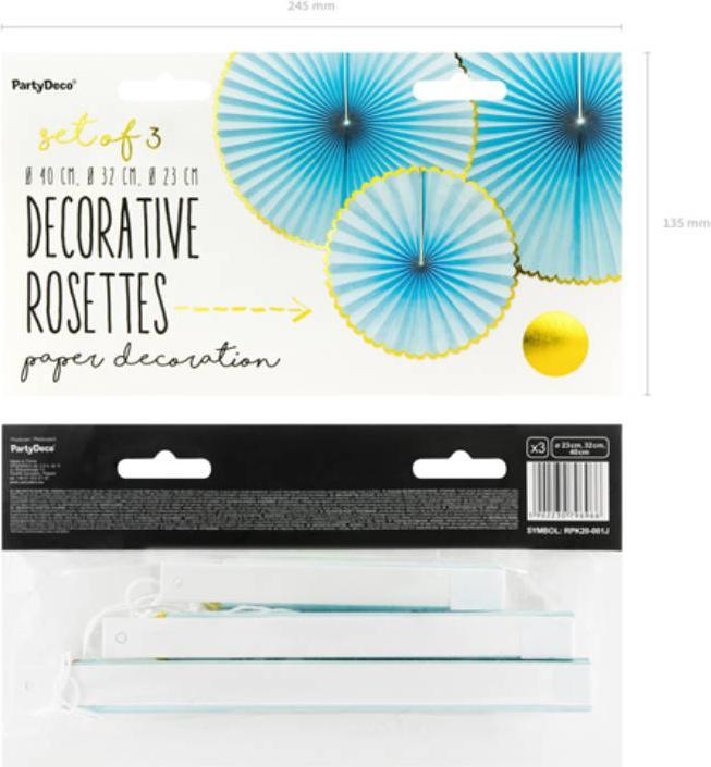 Actual product image Partydeco Fan decorations in light blue and gold