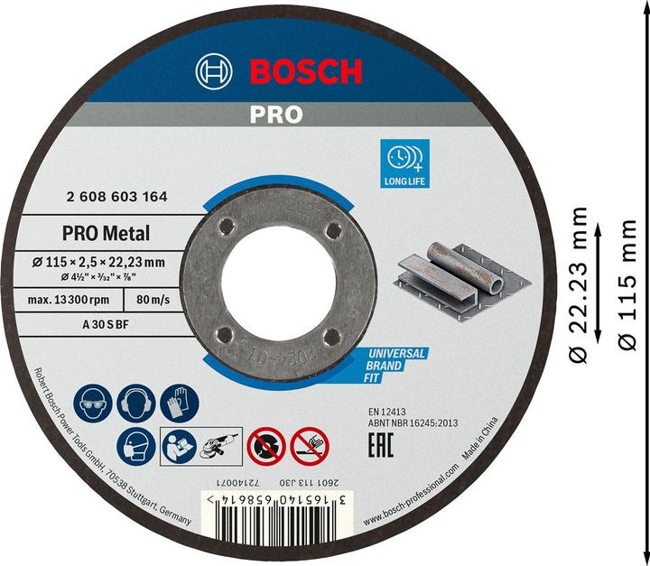 Actual product image Bosch Professional Zubehör PRO Metal cutting disc, 115 x 2.5 x 22.23 mm