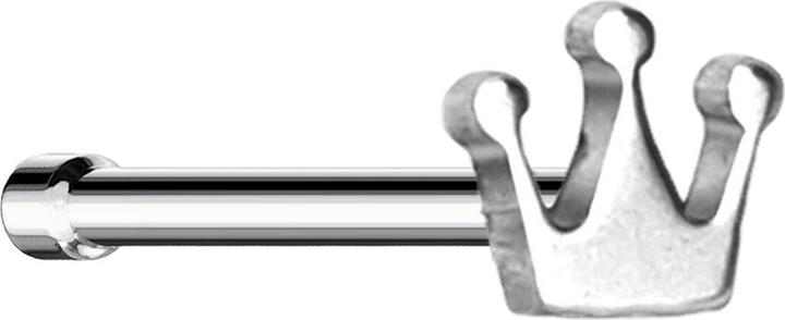 Produktbild Star Piercing Nasenstecker gerade silber mit Krone (ohne Messing, Chirurgenstahl 316L)