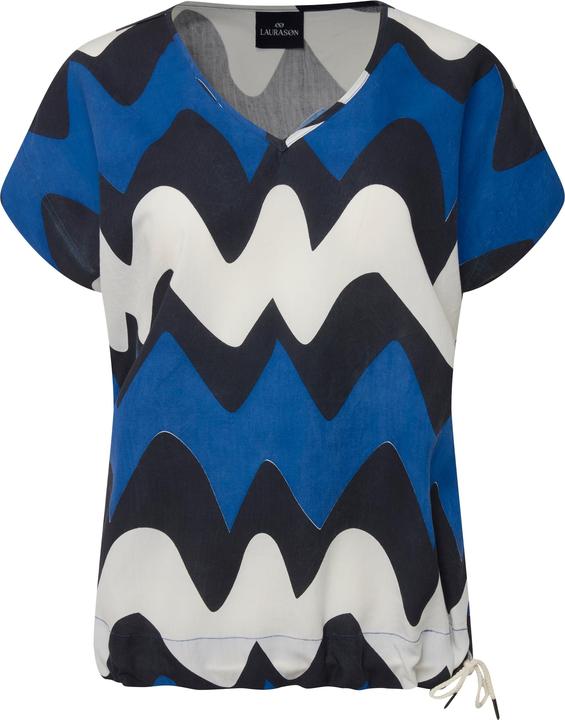 Produktbild Laurasøn Bluse, oversized, Zackenmuster, V-Ausschnitt, Halbarm (XL)
