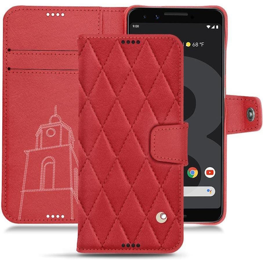 Noreve Lederschutzhülle Wallet (Google Pixel 3), Smartphone Hülle, Rot