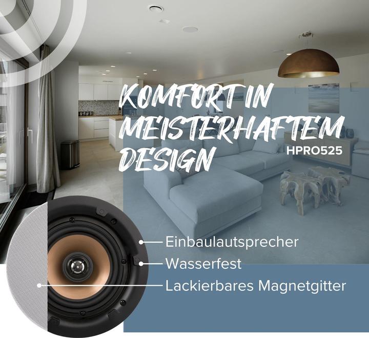 Productafbeelding Artsound - HPRO525, happi, 2-weg inbouw LS, rond, 10-100W, wit (1 paar)