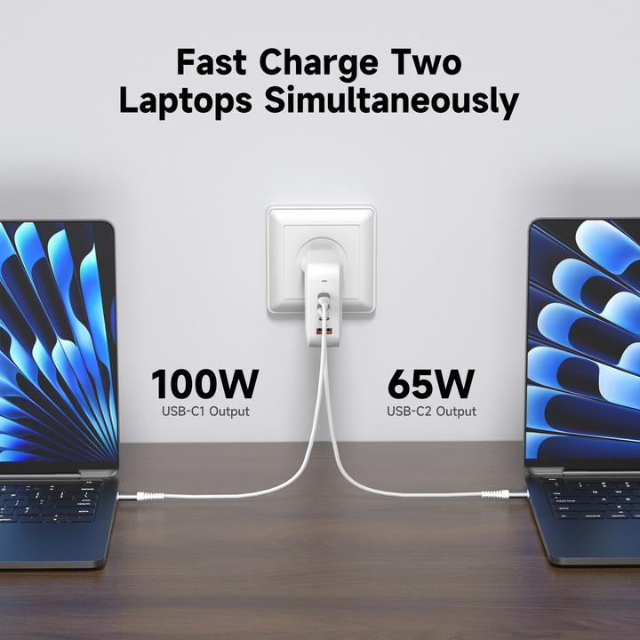 Image du produit FoneKit GaN PD 165W Power Adapter, USB-A + 3 x USB-C, white (165 W, 4 ports)
