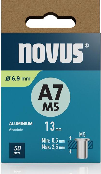 Produktbild Novus Nietmutter A7 M5, L: 11.5 mm Alu