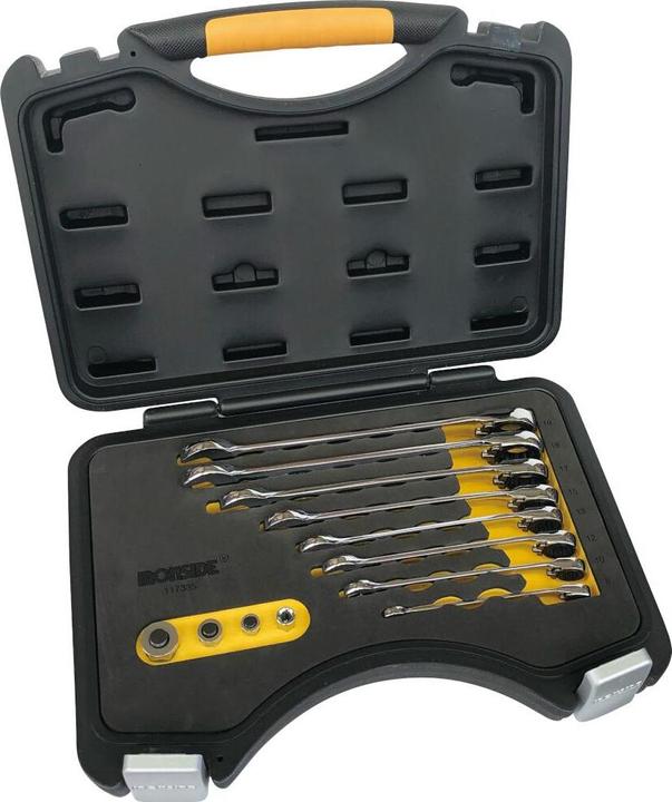 Actual product image Ironside Ratchet spanner set 12 pieces in case (10 mm, 12 mm, 13 mm, 15 mm, 17 mm, 18 mm, 19 mm, 8 mm)