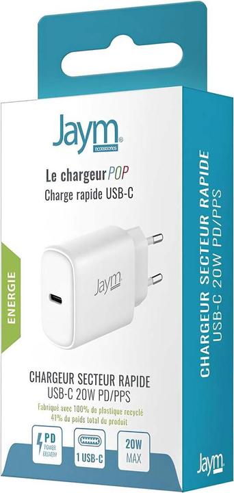 Image du produit Jaym Chargeur Secteur Rapide USB-C 20w Pd Et Pps Blanc - ® Pop (20 W)