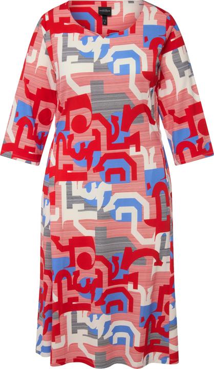 Immagine prodotto Ulla Popken Abito midi con design grafico, scollo a cuore e maniche a 3/4 (50, 52)