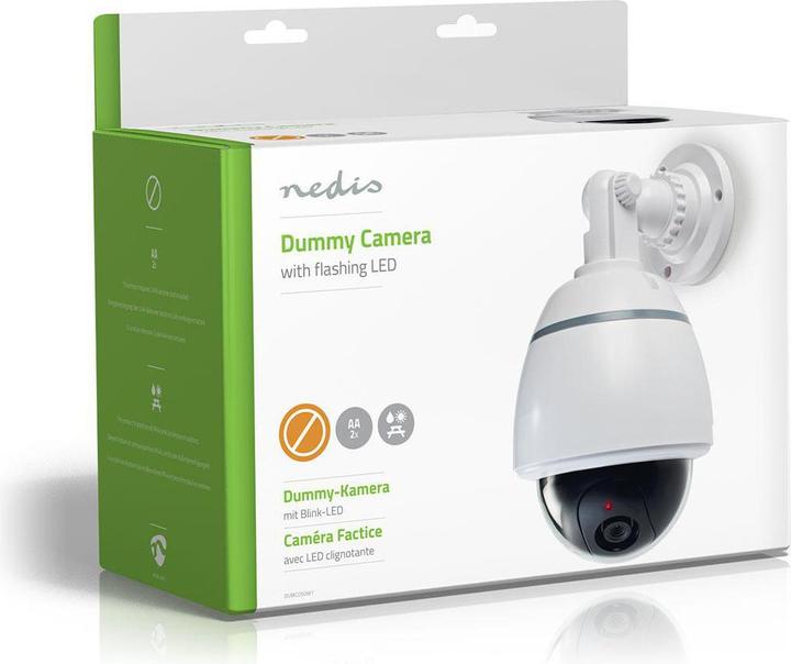 Actual product image Nedis Dummy Surveillance Camera Dome IP44 Battery Operated Indoor/Outdoor White White