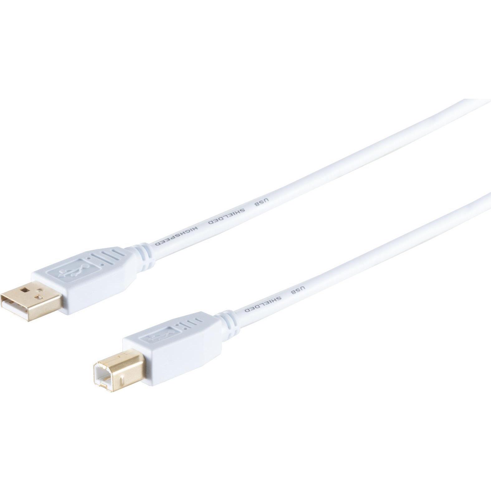 Shiverpeaks S/CONN maximum connectivity USB High Speed 2.0 Kabel, A/B Stecker, vergoldete Kontakte, USB 2.0, wei (1 m, U...