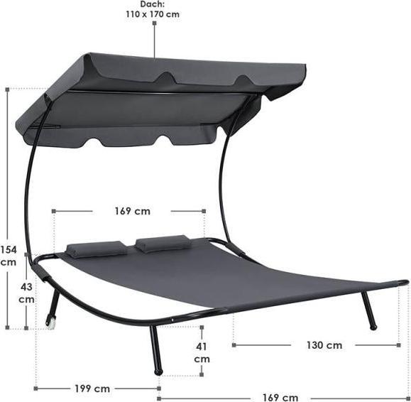 Image du produit Juskys Chaise longue double Antalya (200 cm)