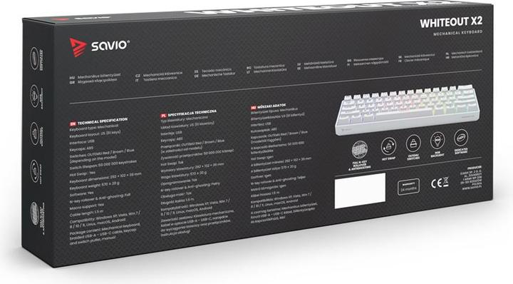 Actual product image Savio Whiteout X2 Peach (Eng. Int., Cable)