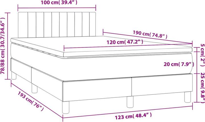 Produktbild vidaXL Boxspringbett (120 x 190 cm)