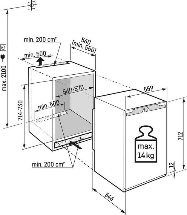 Immagine prodotto Liebherr Congelatore integrato con NoFrost (Da incasso, 66 l)