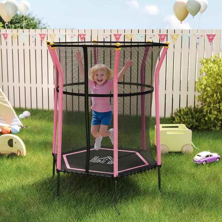 Image du produit Homcom Kindertrampolin Stahl, Kunststoff Rosa (163.50 cm)