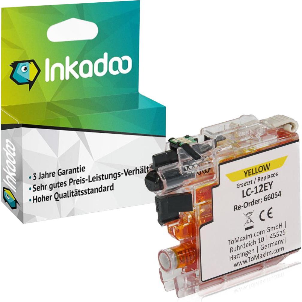 Inkadoo, Druckerpatrone, Kompatibel Tinte für Brother LC-12 (Y)