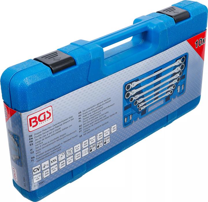Actual product image BGS Double Swivel Head Ratchet Wrench Set 8 - 19 mm 10 pcs. (10 mm, 11 mm, 12 mm, 13 mm, 14 mm, 15 mm, 16 mm, 17 mm, 18 mm, 19 mm, 8 mm, 9 mm)