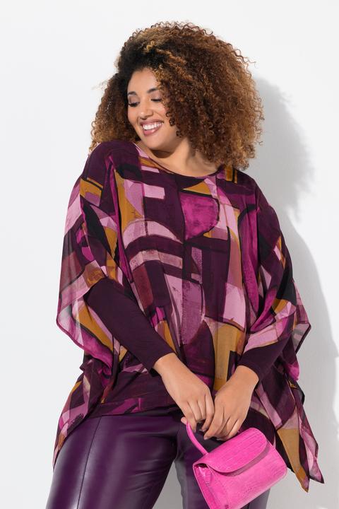 Produktbild Ulla Popken Tunika, doppellagig, Oversized, Rundhals, 3/4-Arm (58)