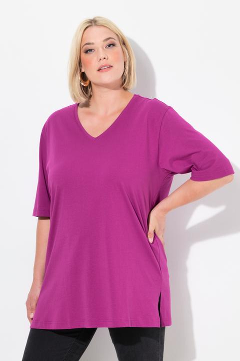 Actual product image Ulla Popken Basic V-Neck Relaxed Fit Short Sleeve Tee (62)