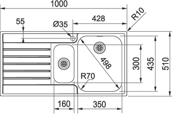 Actual product image Franke Argos AGX 651 (Top-mounted sink, 100 cm, 51 cm)