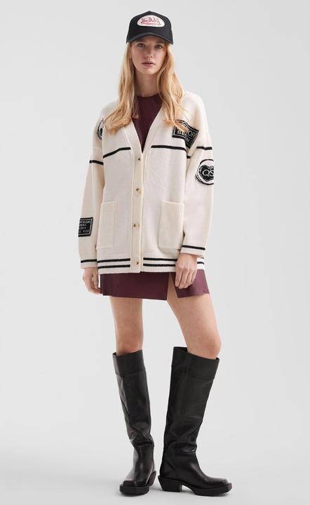 Produktbild s.Oliver Strickjacke Lässige Oversize-Strickjacke mit Patches (L)