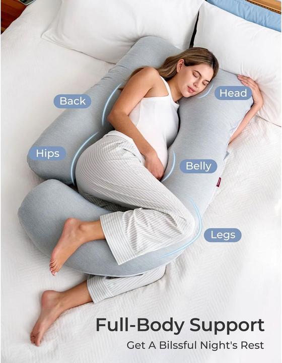 Image du produit Momcozy Oreiller de grossesse en tissu rafraîchissant en forme de U (148 cm)