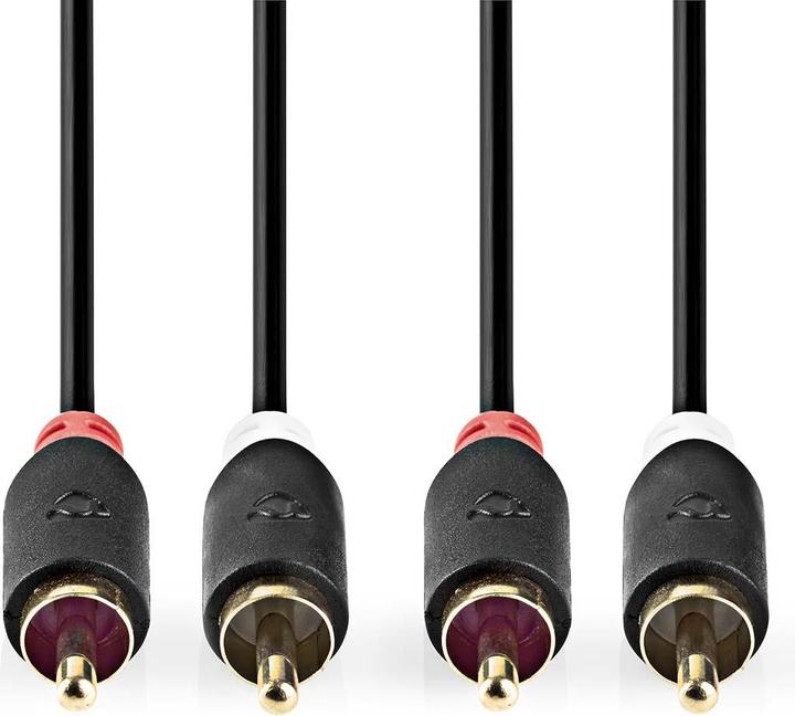 Productafbeelding Nedis Stereo audiokabel | 2x RCA-stekker | Verguld | 0,50 m | Rond | Antraciet | (0.50 m)