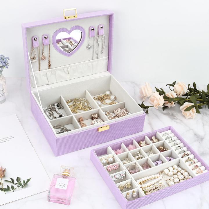 Produktbild Only-Bags.Store Schmuckkästchen, grosses Schmuckkästchen mit Spiegel für Samt-Schmuckkästchen